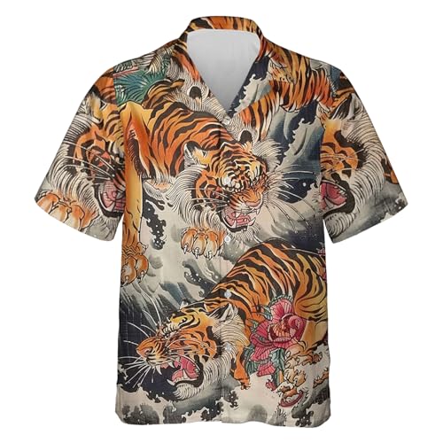 Amazon.com: Tiger Lovers Hawaiian Shirt for Men - Mighty Tiger